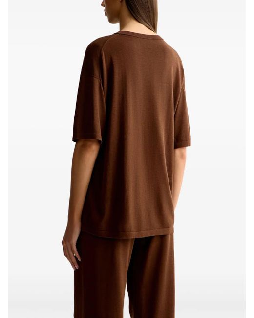12 STOREEZ Brown Round-Neck Short-Sleeve T-Shirt