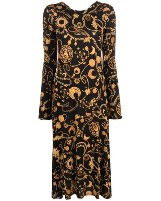 Vestido midi con estampado Ornament Jewellery MARINE SERRE de color Black