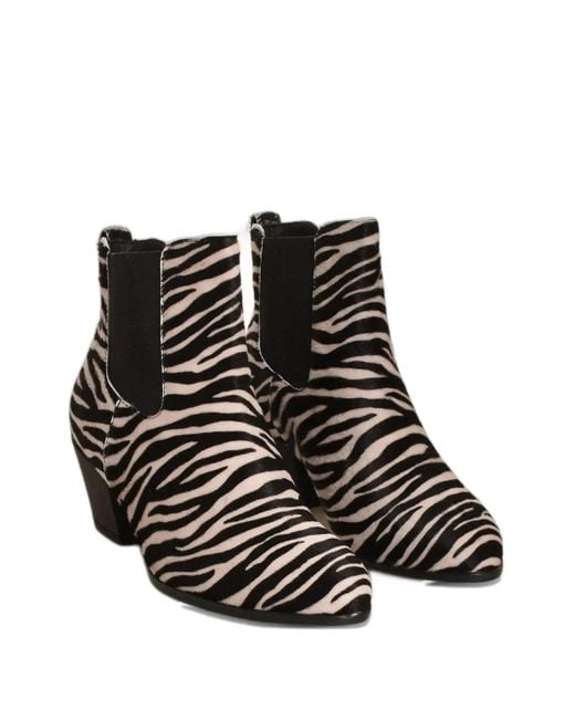 Hogan Black Zebra-Print Ankle Boots