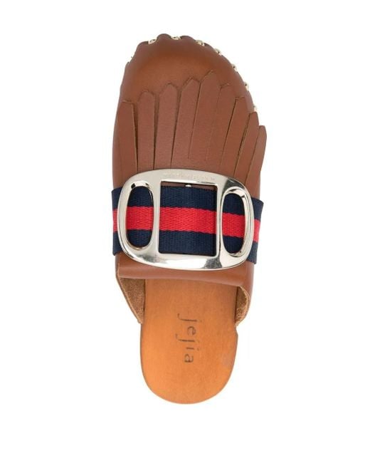 Mules À Détails De Franges Jejia en coloris Brown