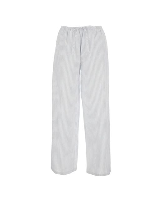 DUNST White Pantalon Rayé À Lien De Resserrage