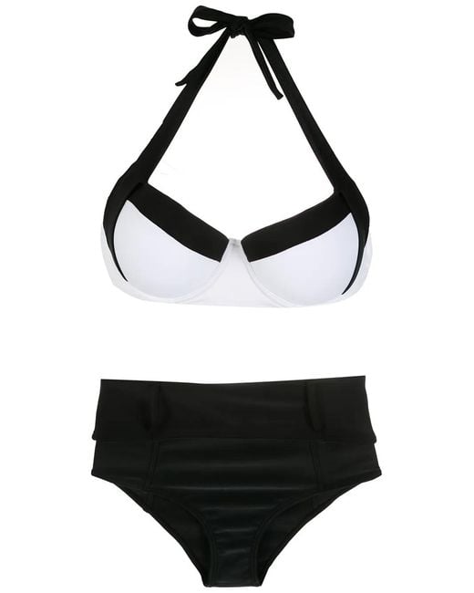 Amir Slama Black Two-Tone High Rise Bikini Set
