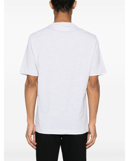T-shirt en coton à logo brodé Brunello Cucinelli pour homme en coloris White