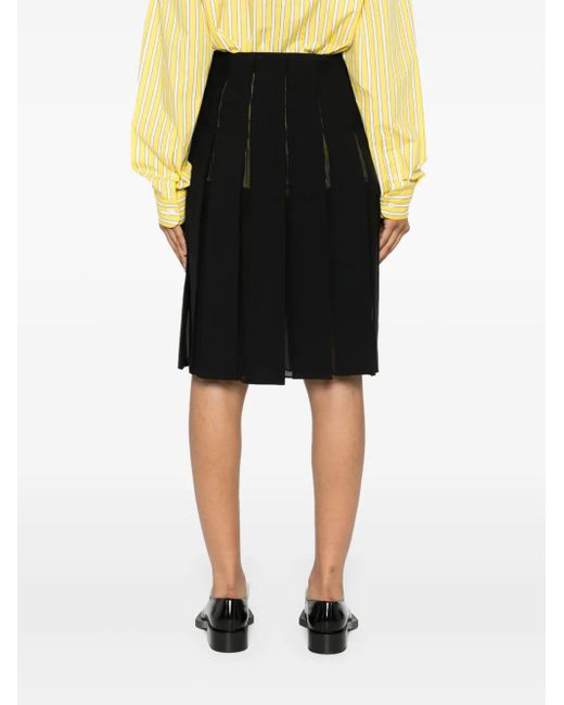 Marni Black Pleated Midi Skirt