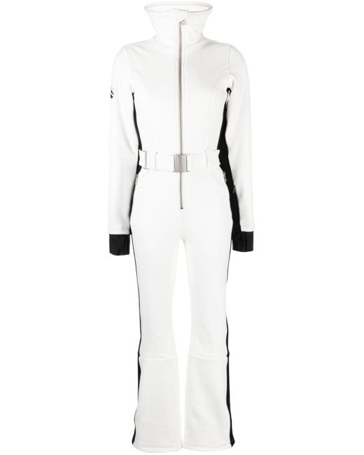 CORDOVA White And Black Otb Logo-patch Belted Ski Suit