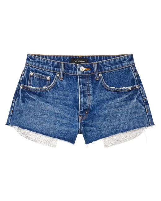 Purple Brand Cut Off ラインストーン ショートパンツ Blue
