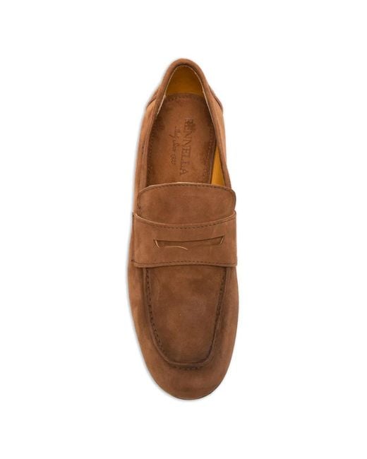 F.LLI RENNELLA Brown Suede Penny Loafers for men