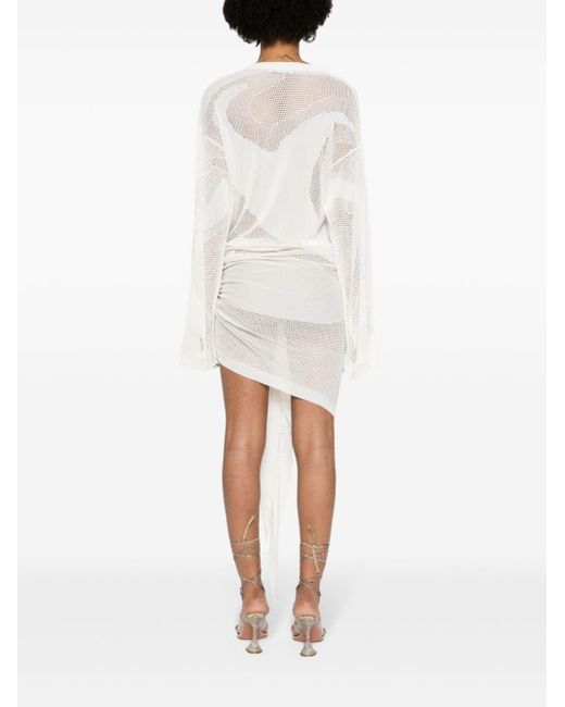 The Attico White Open-knit Mini Dress - Women's - Viscose