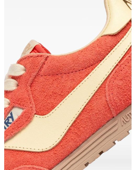 Autry Red Windspin Suede Leather Sneakers