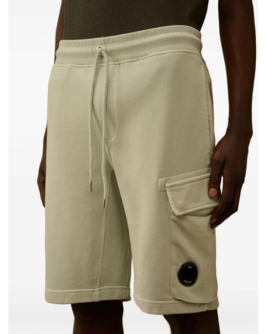 C P Company Natural Drawstring-Detail Cotton Cargo Shorts for men