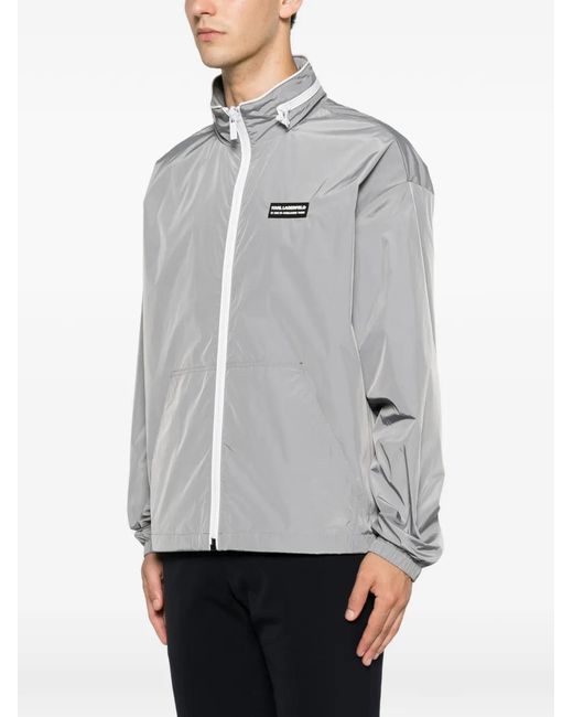 Karl Lagerfeld Gray Logo-Patch Lightweight Jacket for men