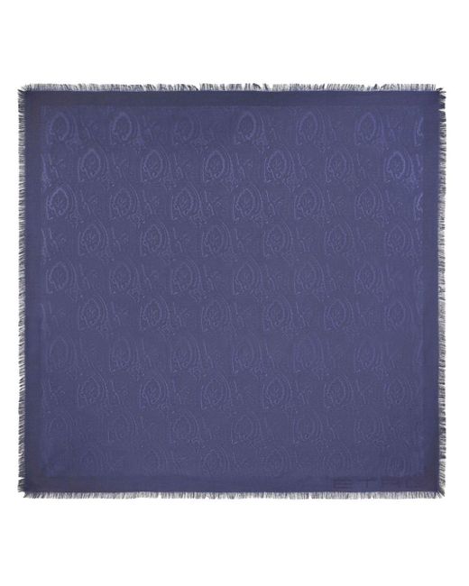 Etro Frayed paisley-jacquard shawl in Blue für Herren