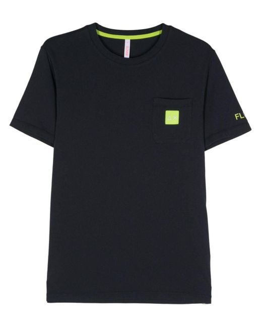 Sun 68 T-Shirt mit Logo-Patch in Black für Herren