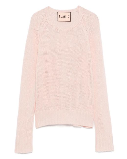 Plan C Pink Pullover mit Rundhalsausschnitt