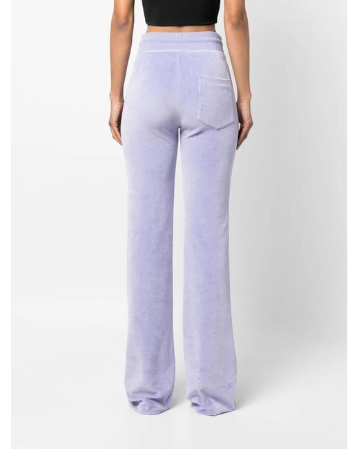 Moschino Purple Logo-Print Velour Track Pants
