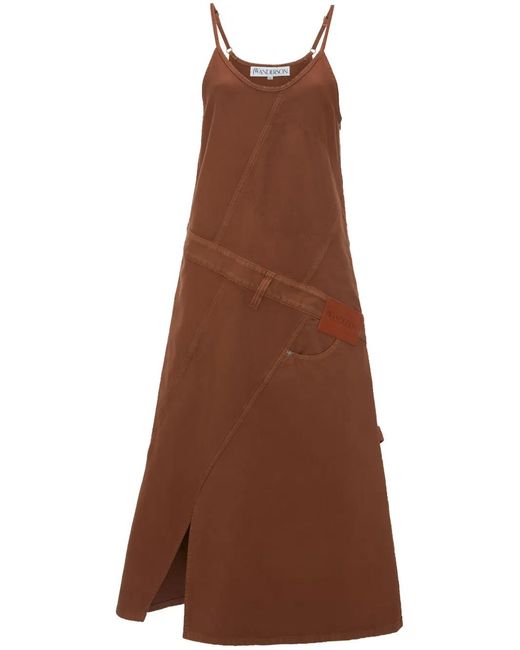 J.W. Anderson Brown Logo-Appliqué Midi Dress