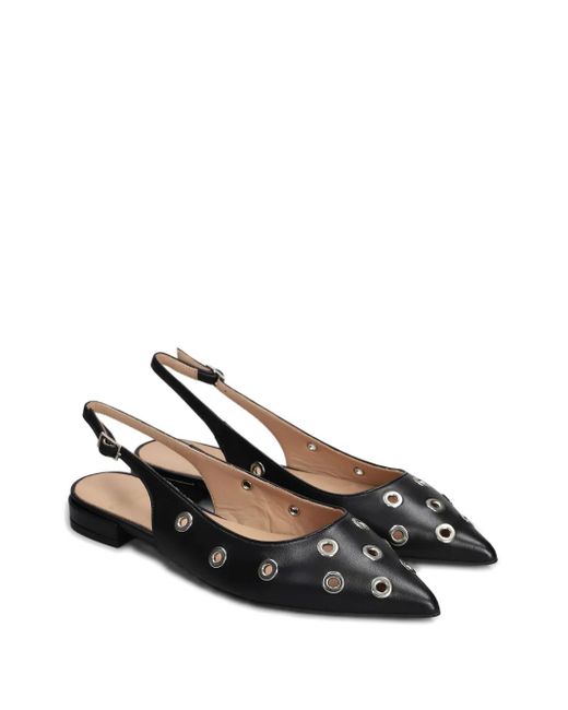Isabel Ferranti Black Eyelet-Detailed Flat Pumps