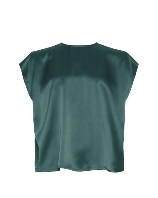 Eres Green Blouse En Soie À Mancherons