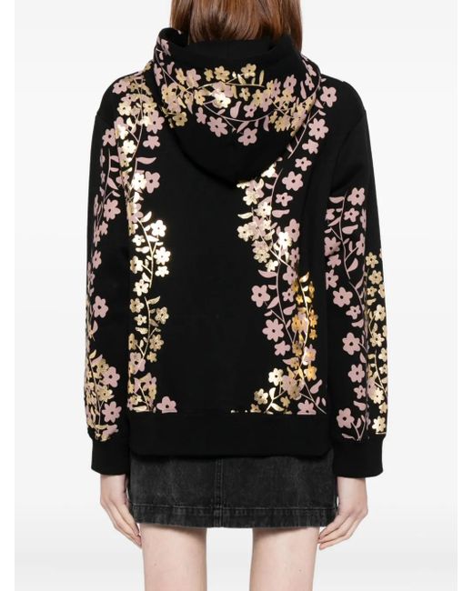 Cynthia Rowley Black Hoodie Mit Folien-Print
