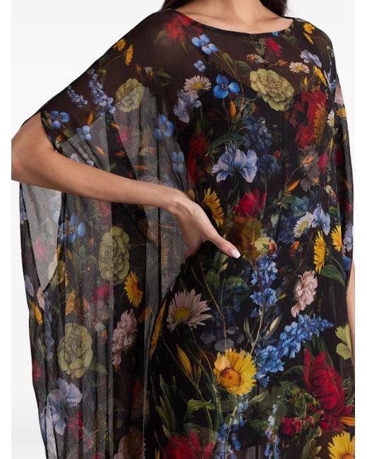 Abito Lungo A Fiori di Alice + Olivia in Black