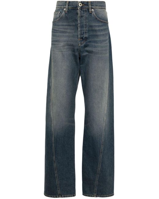Lanvin Straight Katoenen Jeans Met Gedraaid Detail in het Blue voor heren