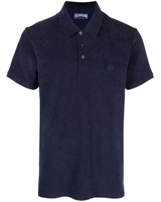 Vilebrequin Blue Phoenix Terry Short-Sleeved Polo Shirt for men