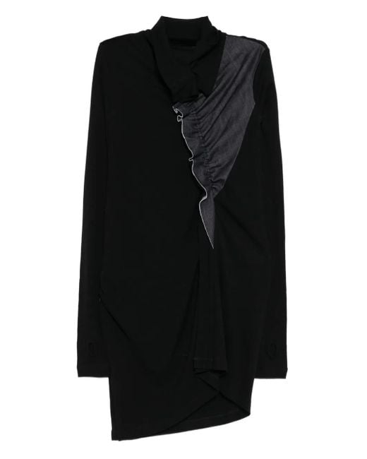 Y's Yohji Yamamoto Black Denim-Patch Top