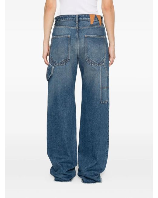 DARKPARK Blue Frayed-Hem Carpenter Jeans