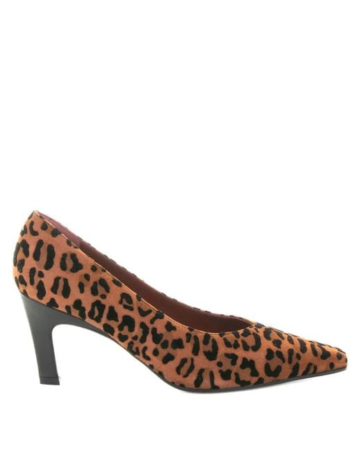Roberto Festa Brown 70Mm Leopard-Print Suede Pumps