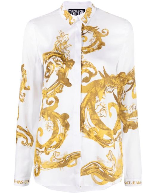 Versace Metallic Hemd mit Couture-Print