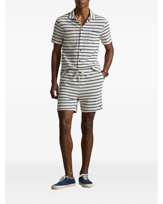 Polo Ralph Lauren Gray Striped-Pattern Drawstring Shorts for men