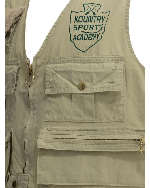 Kapital Natural Fishing Multi-Pocket Logo-Print Vest for men