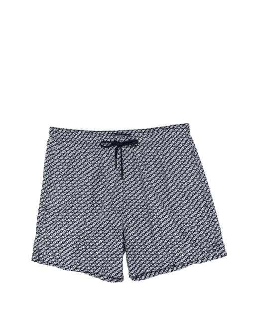 Tagliatore Blue Geometric-Print Swim Shorts for men
