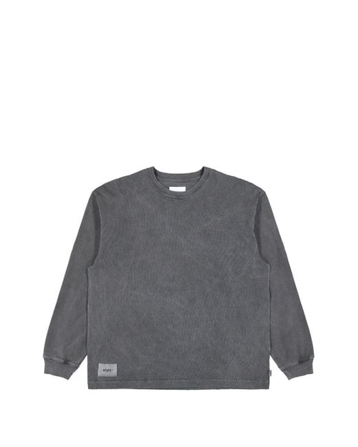 (w)taps Gray Sign-Od Logo-Patch Sweatshirt for men