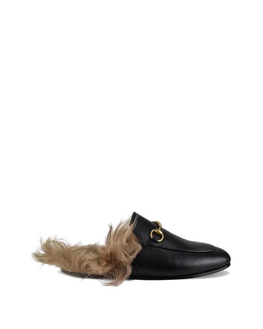 Gucci Black Princetown Fur-lined Leather Mule