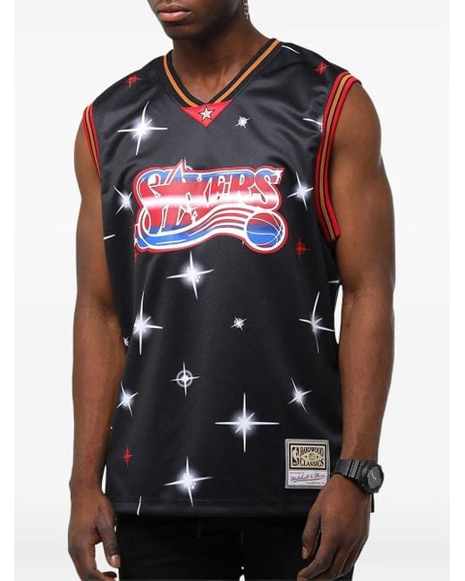 メンズ Mitchell & Ness Nba Philadelphia 76ers Airbrush タンクトップ Blue