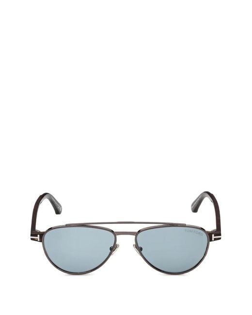 Tom Ford Brown Double-Bridge Pilot-Frame Sunglasses for men