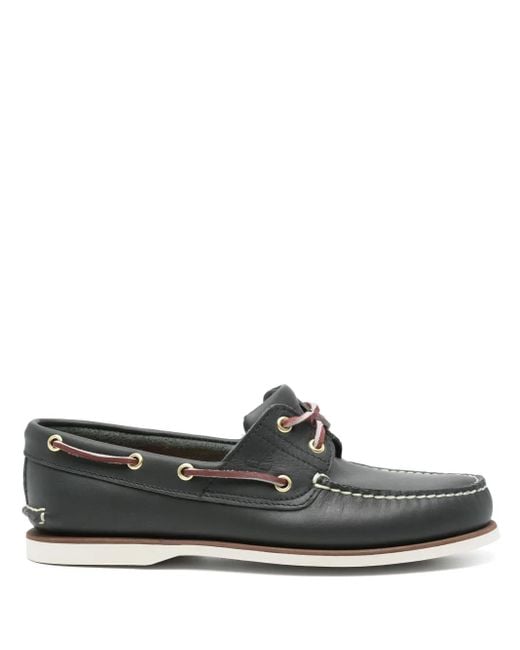 Timberland Black Leather Boat Shoes for men