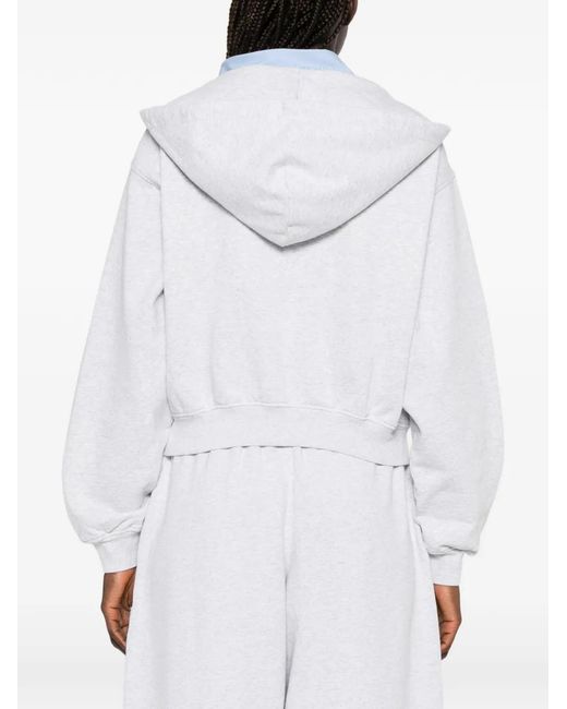 Alexander Wang White Logo-Print Cropped Hoodie