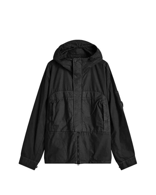 C P Company Black Lens-Detail Hooded Jacket for men