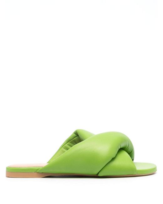 J.W. Anderson Leather Flat Sandals Green
