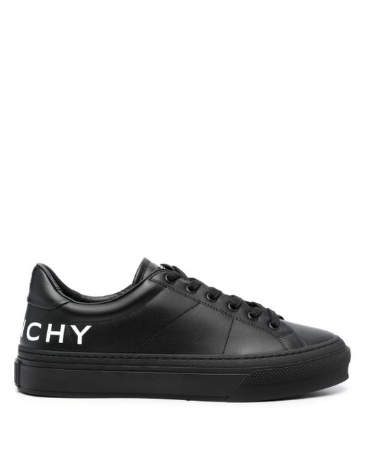 Givenchy Black Logo-print Leather Sneakers for men