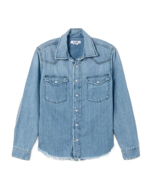 Re/done Blue Distressed Denim Shirt