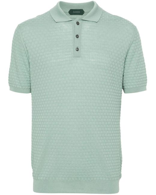 Zanone Green 3d-knit Cotton Polo Shirt for men