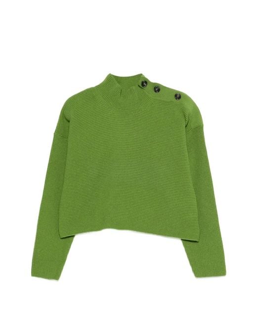 Iceberg Green Button Turtleneck Sweater