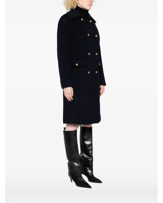 P.A.R.O.S.H. Blue Ribbed-Collar Coat
