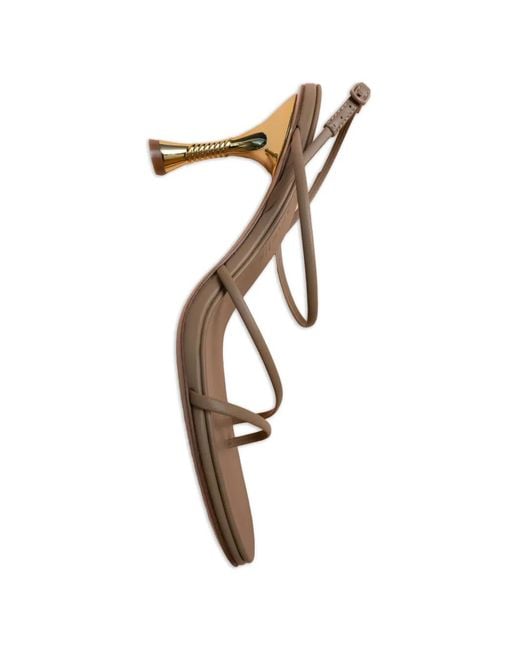 STUDIO AMELIA Metallic Helix Spiral-Heel Sandals