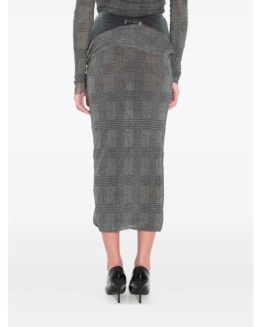 Jean Paul Gaultier Body Shadow Geruite Midi-Rok in het Gray