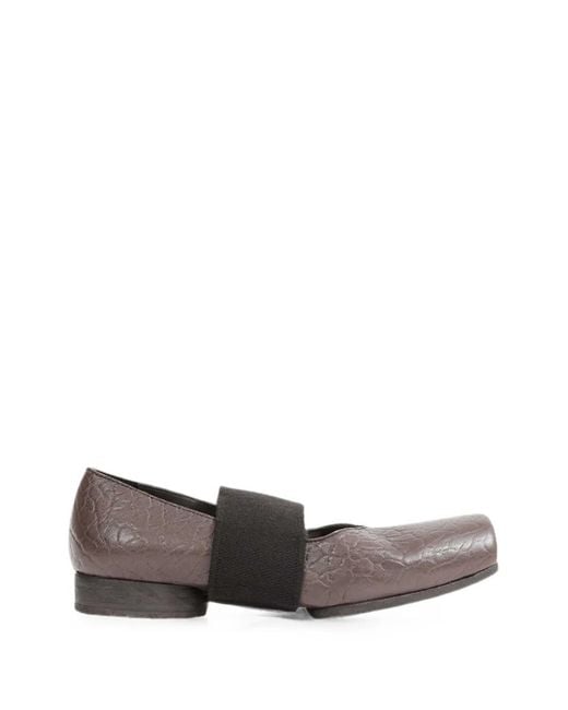 Uma Wang Gray Crinkled Elasticated-Strap Flat Pumps