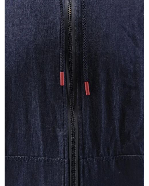 Kiton Blue Zip-Up Drawstring Lightweight Jacket for men